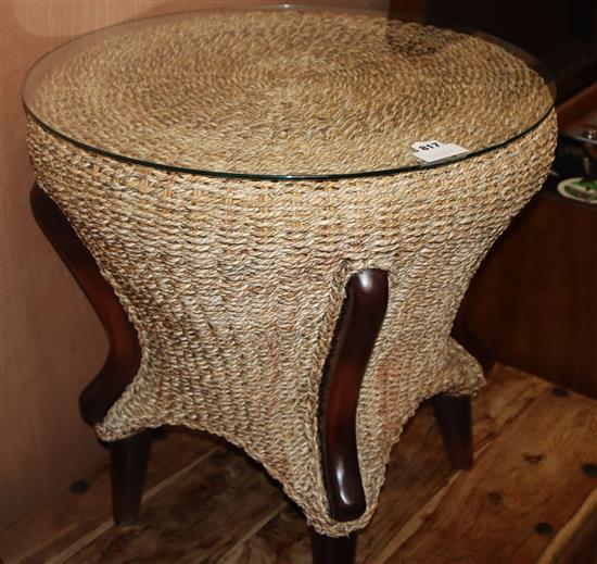 A rattan circular occasional table Diameter 60cm